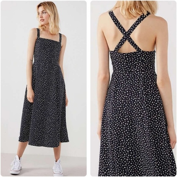 navy square neck dress